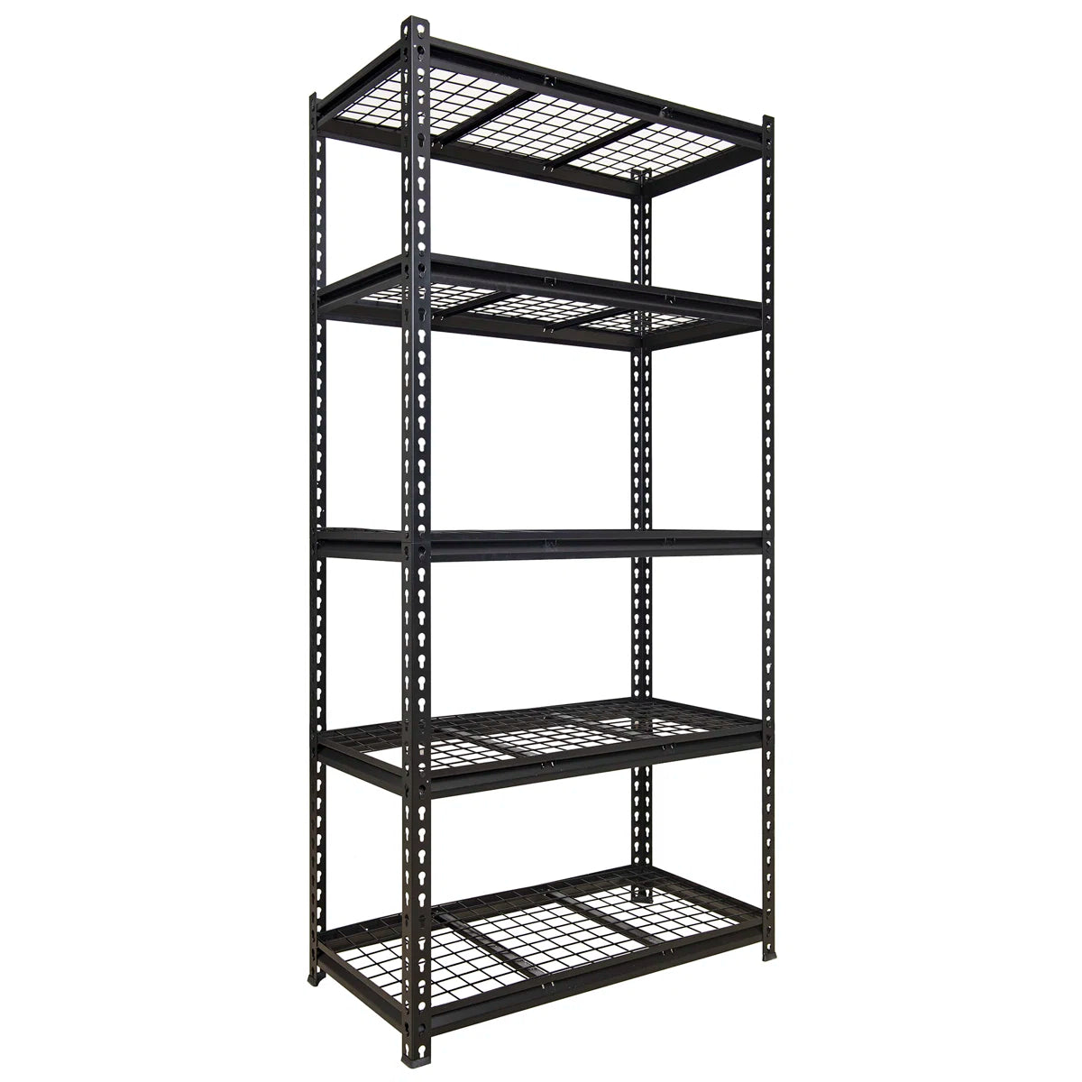 Kitchen Rack: 5-Tier Adjustable Black Metal Shelving Unit