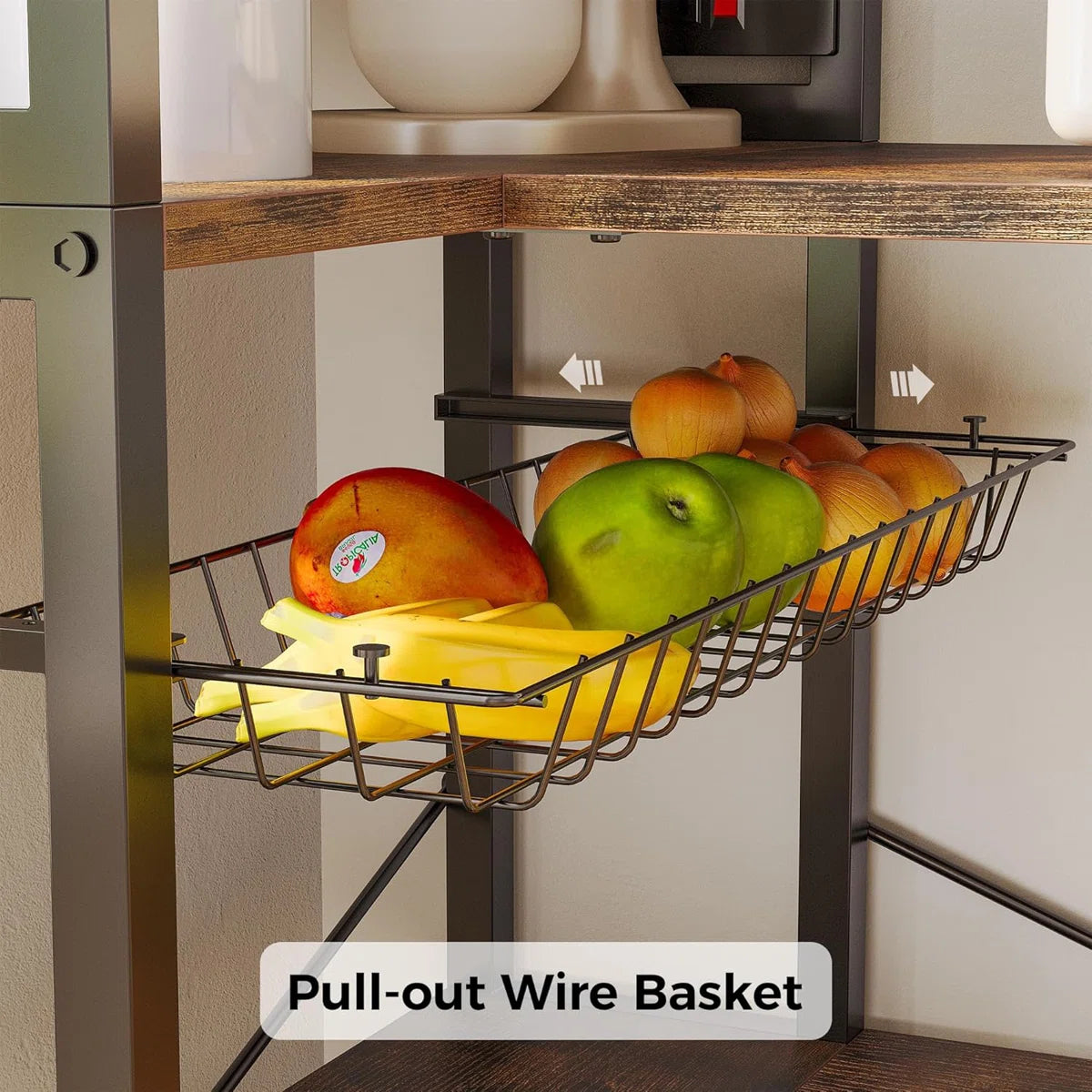 Kitchen Rack: 5-Tier Corner Microwave Stand with Storage, with 6 S-Shaped Hooks