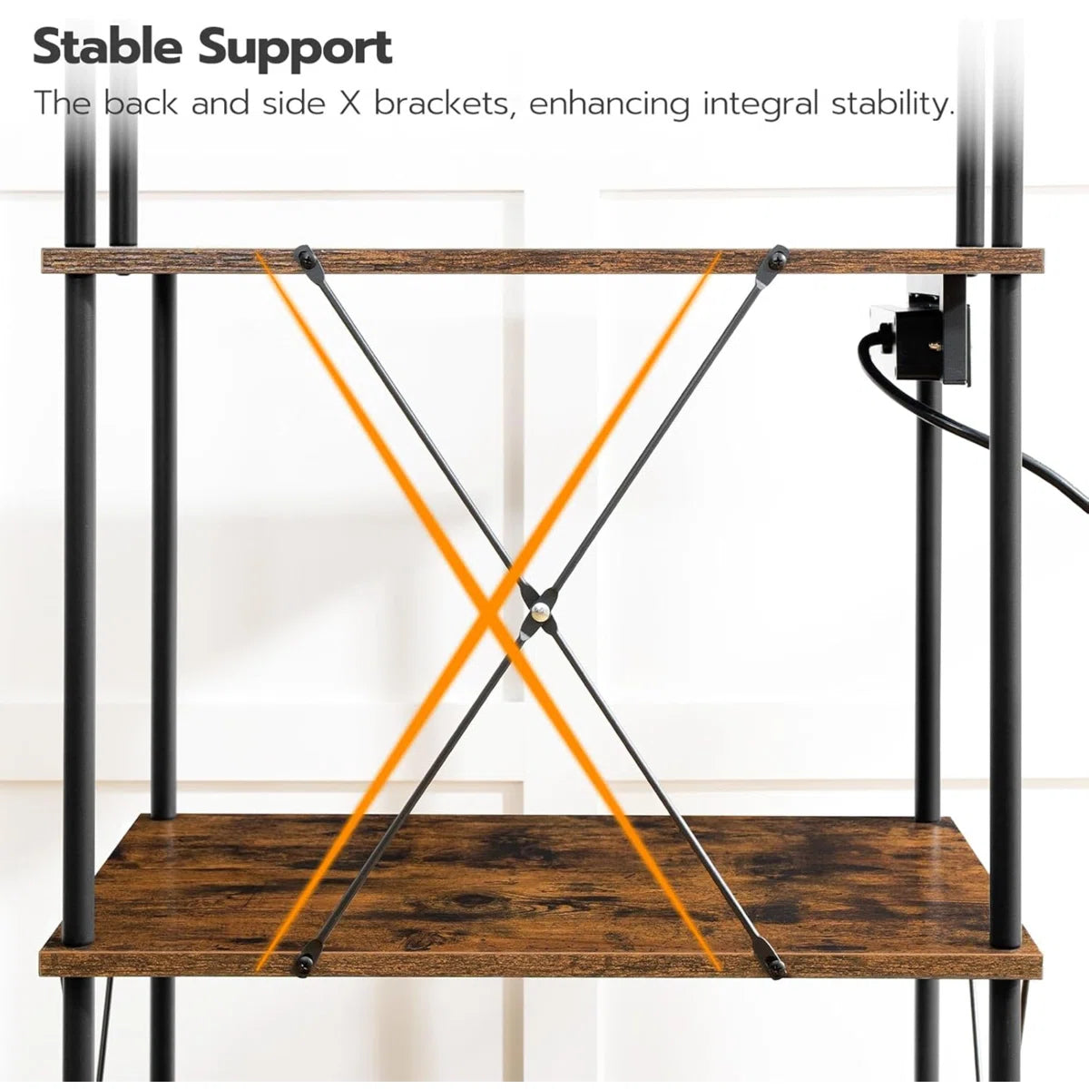 Kitchen Rack: 5-Tier Microwave Stand, Coffee Bar with S-Shaped Hooks