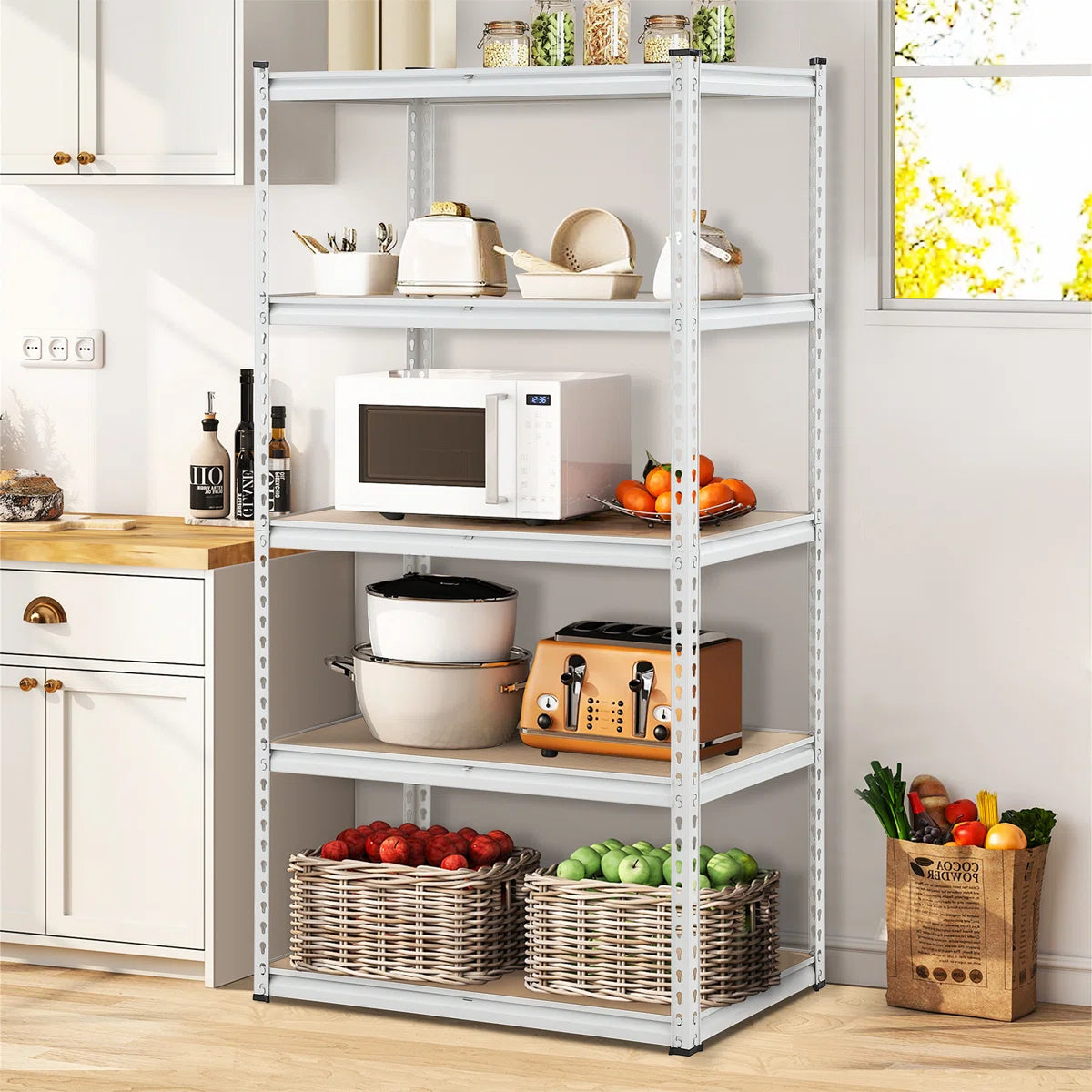 Kitchen Rack: 5-Tier Utility Shelves, Garage Storage Shelves, and Adjustable Storage Shelves