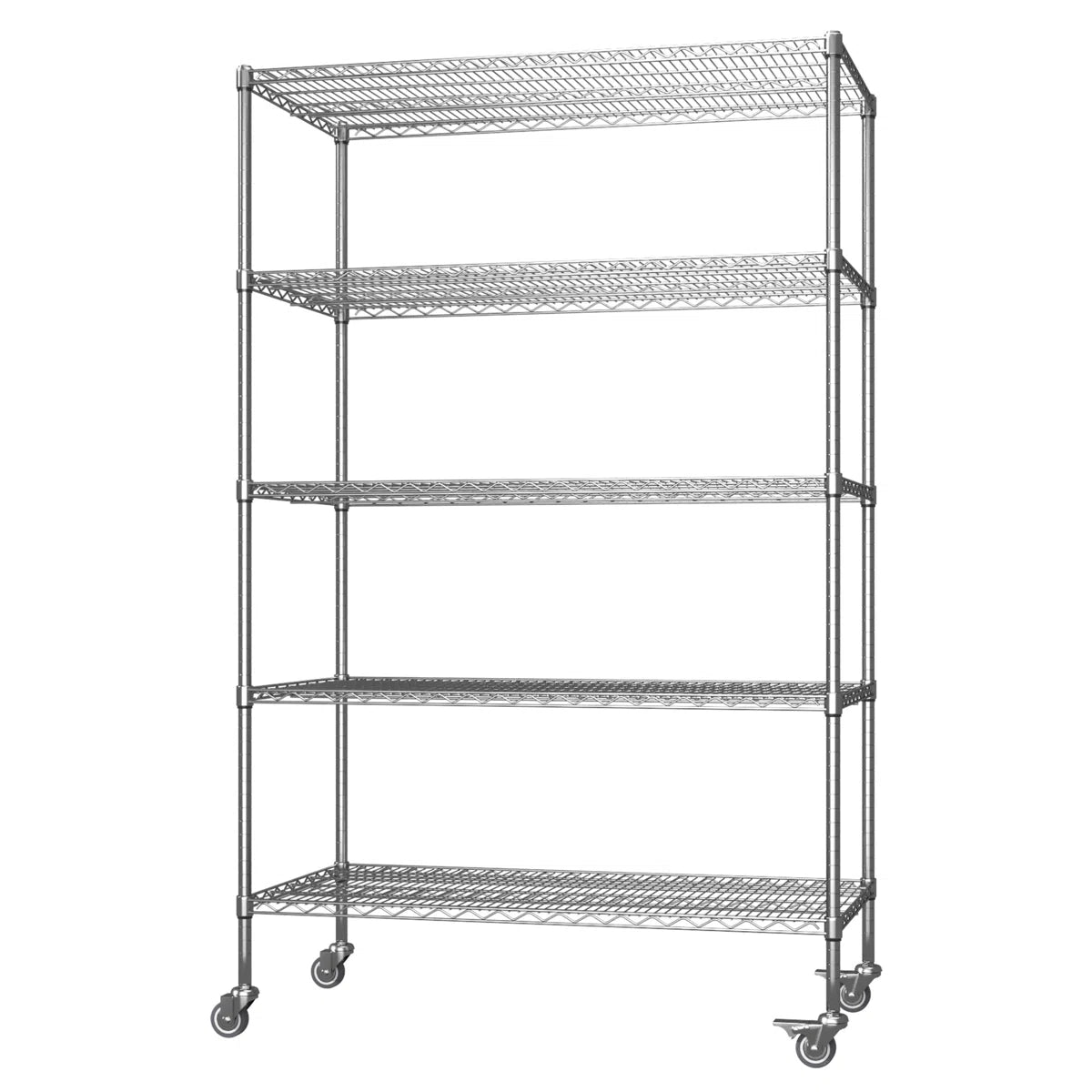 Kitchen Rack: 5-Tier Wheel Metal Wire Shelving Unit with Durable, Adjustable, and Heavy-Duty