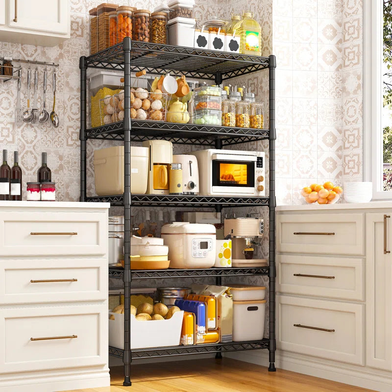 Kitchen Racks: Industrial 5-Tier Wire Shelf Rack for Kitchen Appliance and Pantry Storage