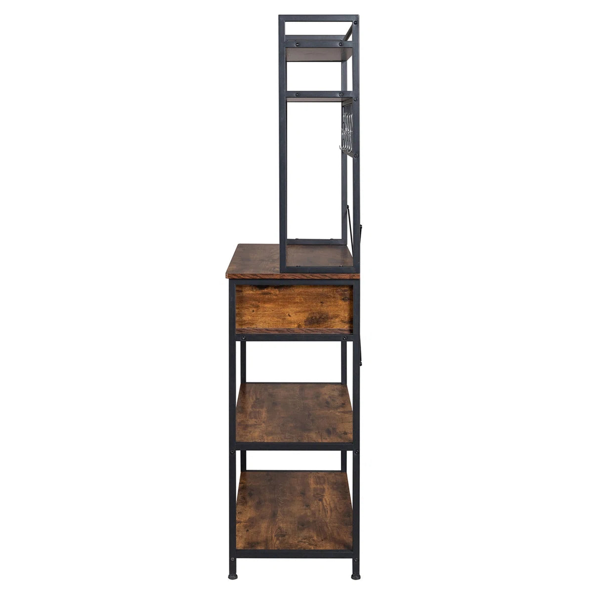 Kitchen Racks: 5-tier kitchen baker's rack with drawer, 10 hooks, and microwave stand Free Standing Kitchen Utility Cart Storage Shelf Organizer