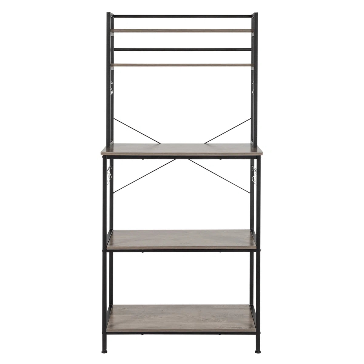 Kitchen Racks: 5-Tier Kitchen Bakers Rack With 10 S-Shaped Hooks, Industrial Microwave Oven Stand