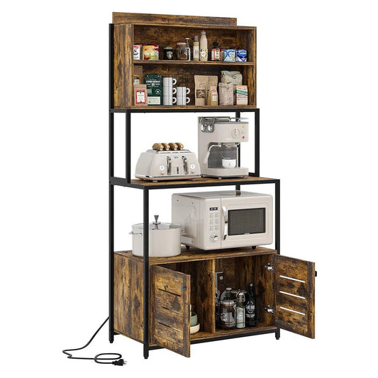 Microwave Stands: 5-Tier Kitchen Baker’s Rack with Power Outlet – Microwave Oven Stand with Storage Shelves