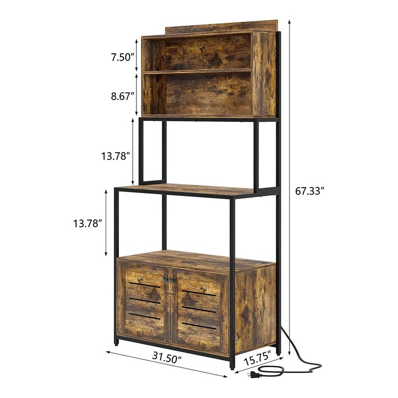 Microwave Stands: 5-Tier Kitchen Baker’s Rack with Power Outlet – Microwave Oven Stand with Storage Shelves