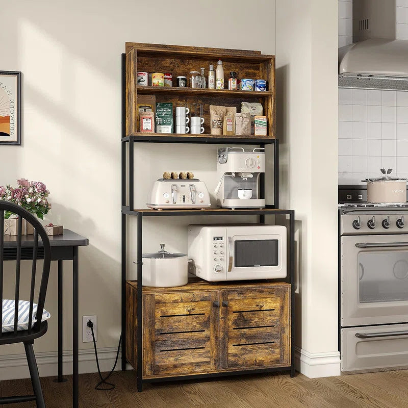 Microwave Stands: 5-Tier Kitchen Baker’s Rack with Power Outlet – Microwave Oven Stand with Storage Shelves