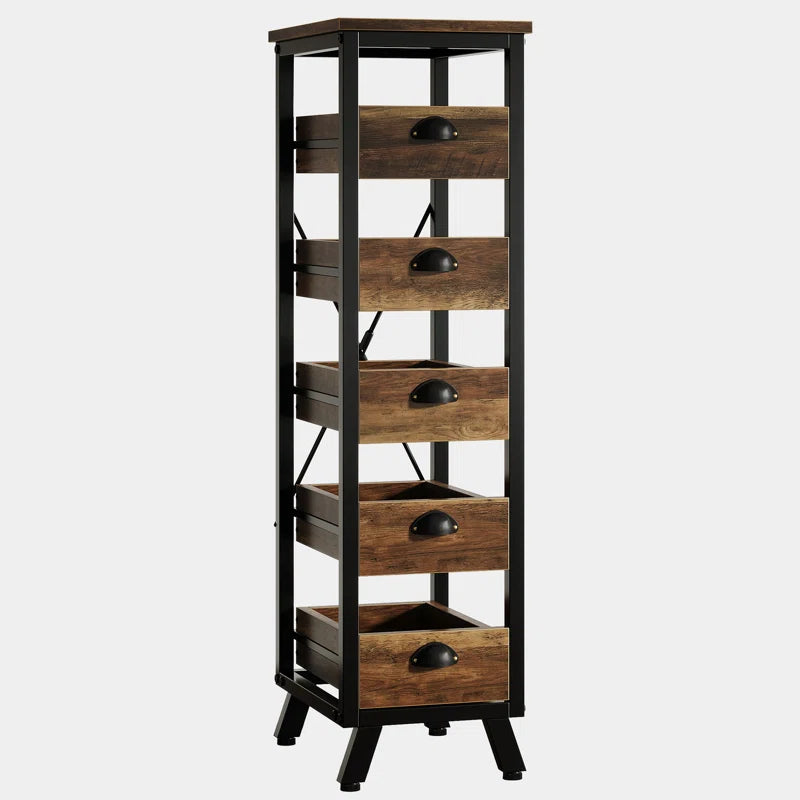 Kitchen Racks: Fruit 5-Tier Basket on a Narrow Snack Stand Bakers racks made of wood for storing fruits and vegetables