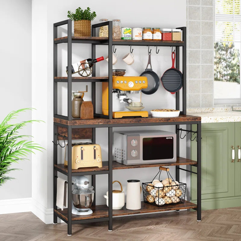 Kitchen Rack: 5-tiers Kitchen Baker's Rack with Hooks