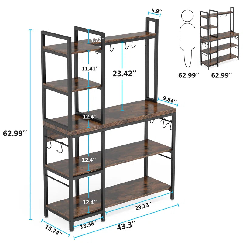 Kitchen Rack: 5-tiers Kitchen Baker's Rack with Hooks