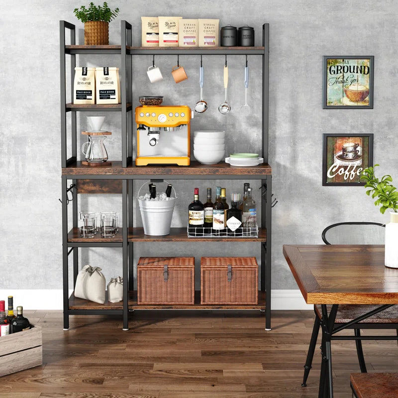Kitchen Rack: 5-tiers Kitchen Baker's Rack with Hooks