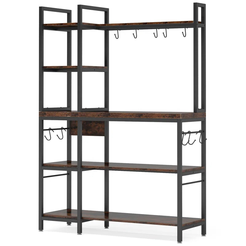 Kitchen Rack: 5-tiers Kitchen Baker's Rack with Hooks