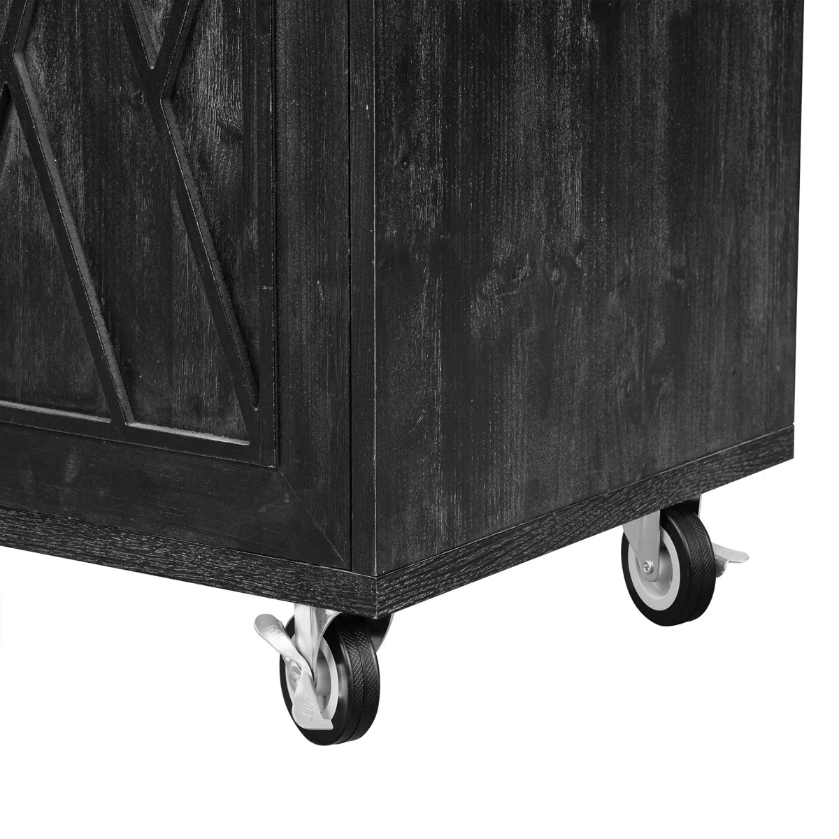 Kitchen Island Table: Farmhouse-Style Rolling Cart with Geometric Twill Stripe Design & Drop Leaf