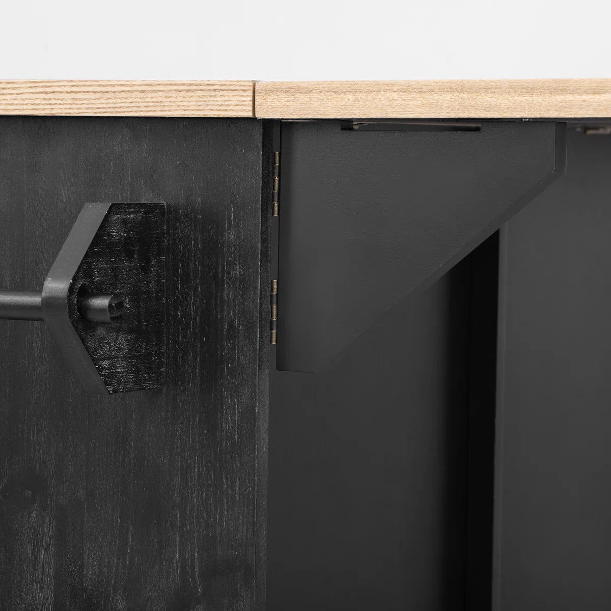 Kitchen Island Table: Farmhouse-Style Rolling Cart with Geometric Twill Stripe Design & Drop Leaf