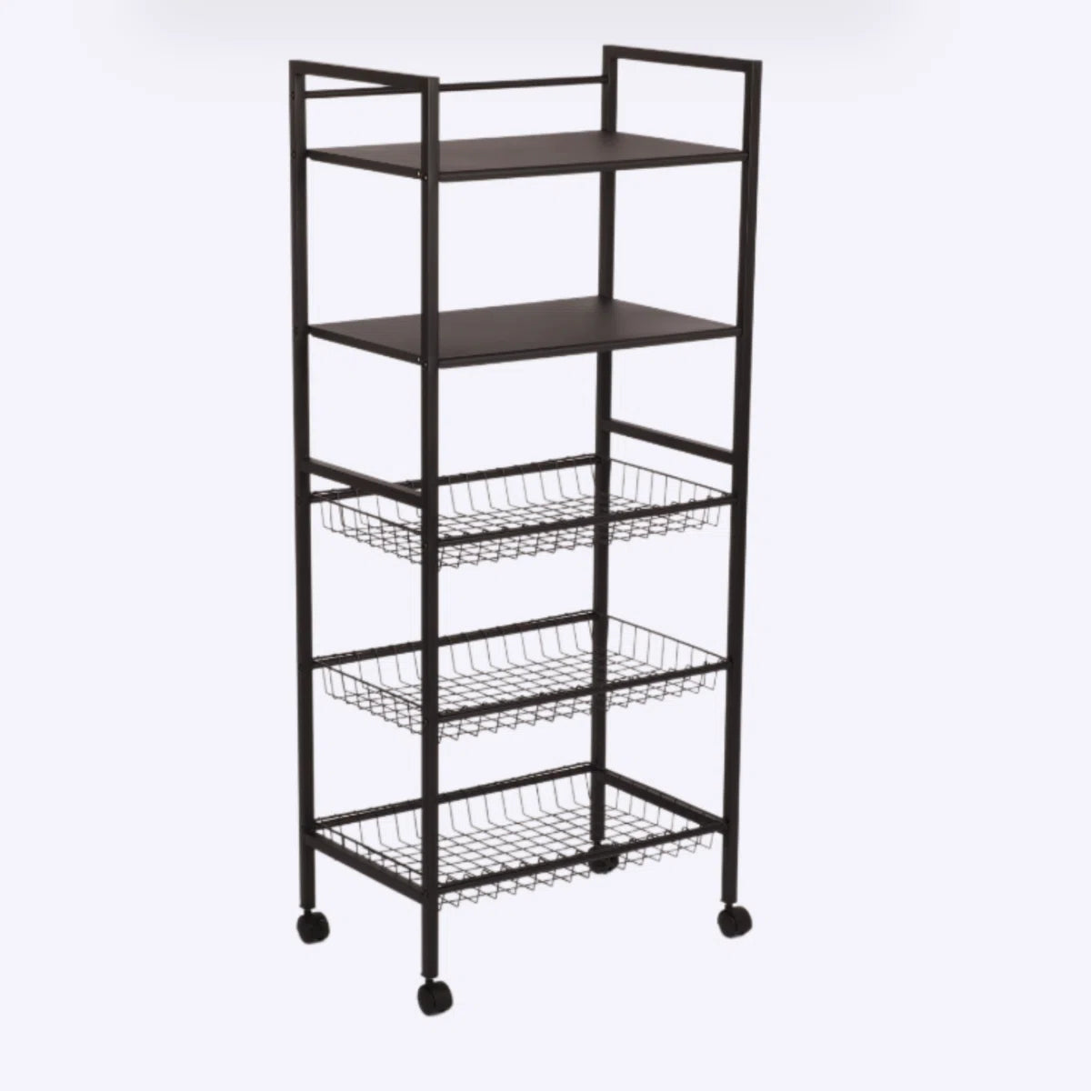 Kitchen Rack: 51.57'' H Five-Microwave Storage Rack with Wheels and Large Capacity