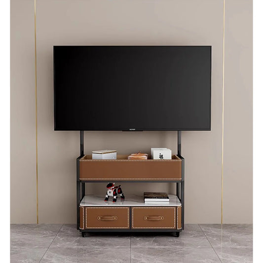 tv panel: 54.33" Two-Tone Solid Wood TV Stand with Rectangular Design