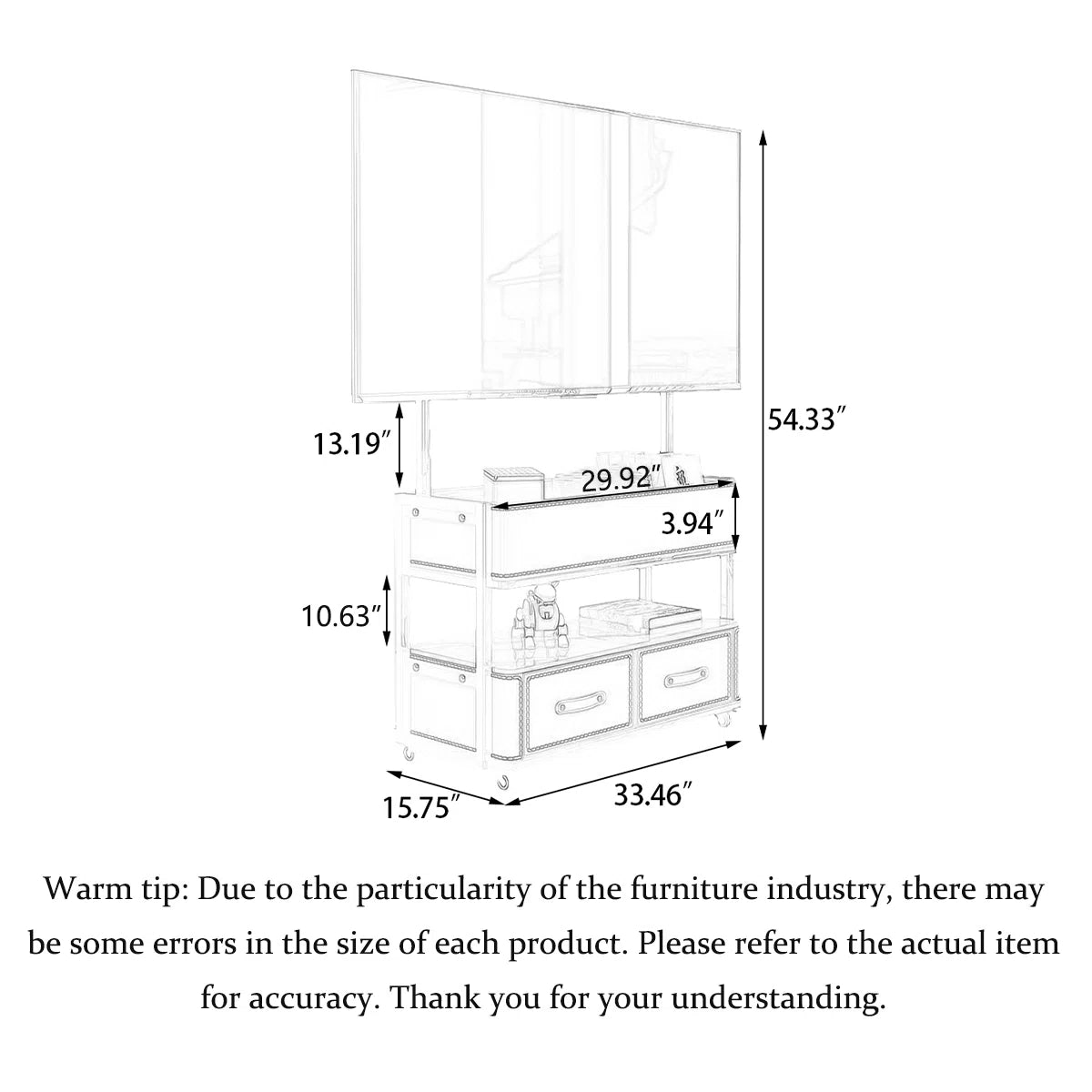 tv panel: 54.33" Two-Tone Solid Wood TV Stand with Rectangular Design