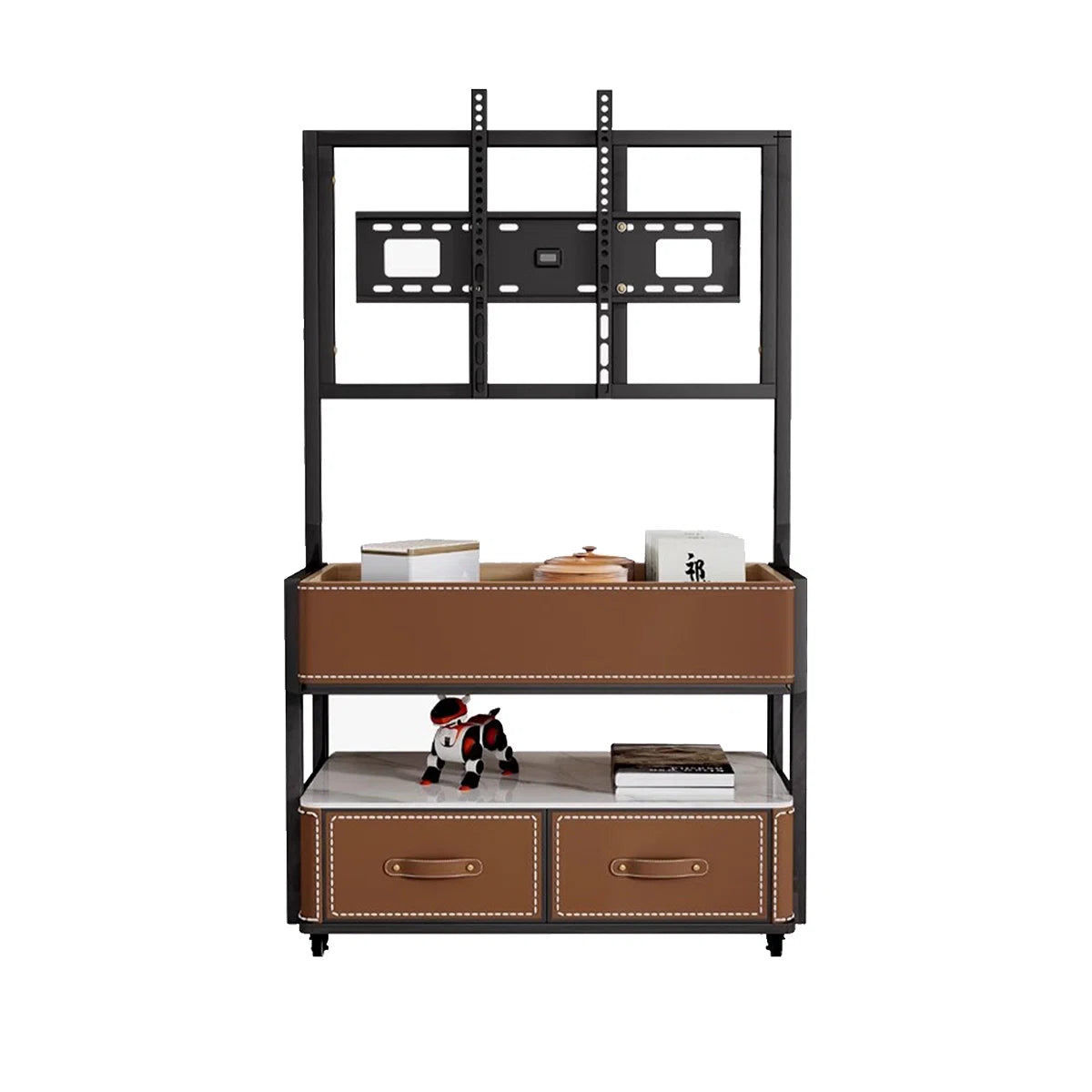 tv panel: 54.33" Two-Tone Solid Wood TV Stand with Rectangular Design