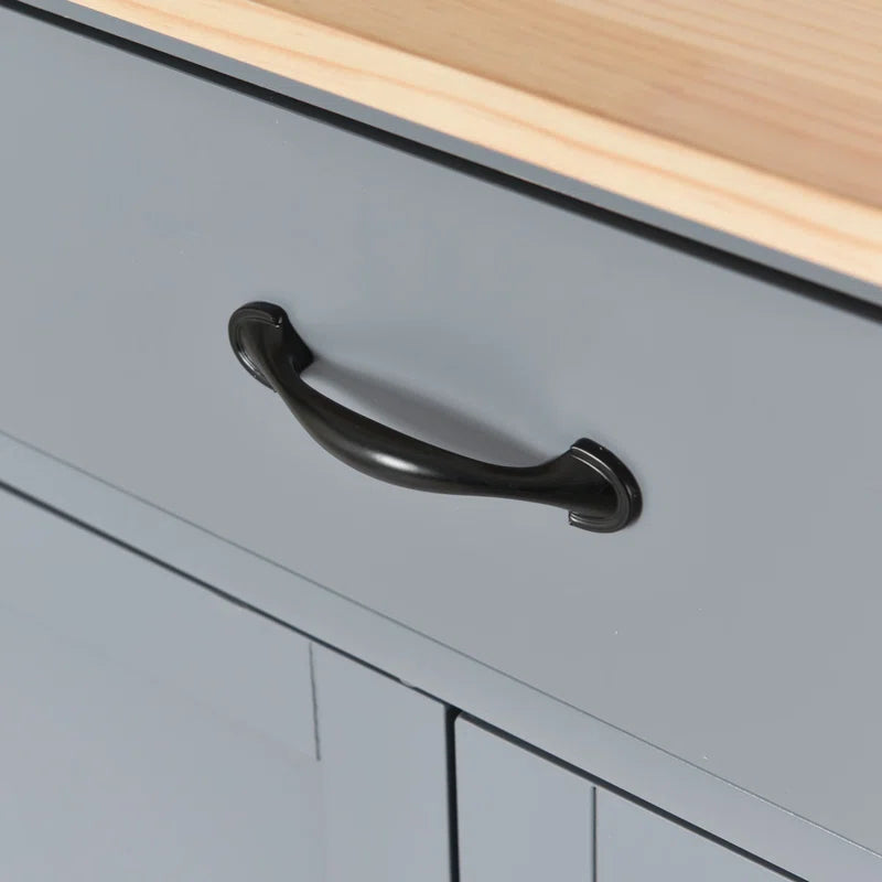 Kitchen Island Table: 54-Inch Wide Multi-Storage Cart with Rubberwood Top