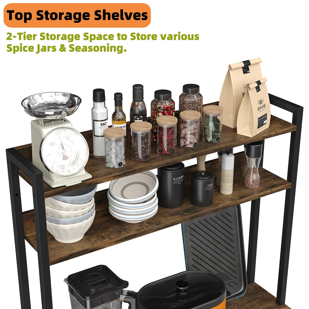 Kitchen Rack: 58'' Kitchen Pantry Cabinets with Microwave and Power Outlet Compatibility