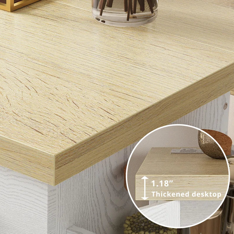 Kitchen Island Table: 59.4’’ Drop Leaf Kitchen Cart with Power Strip & Storage Drawers