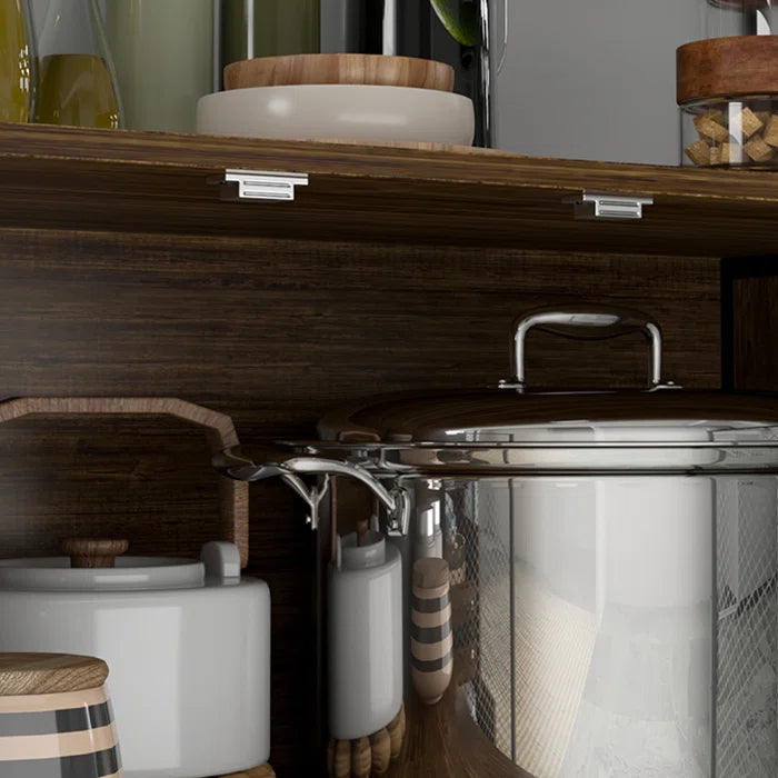 Kitchen Rack: 59'' Wide Steel Wood Kitchen Pantry Cabinet with 3 Drawers