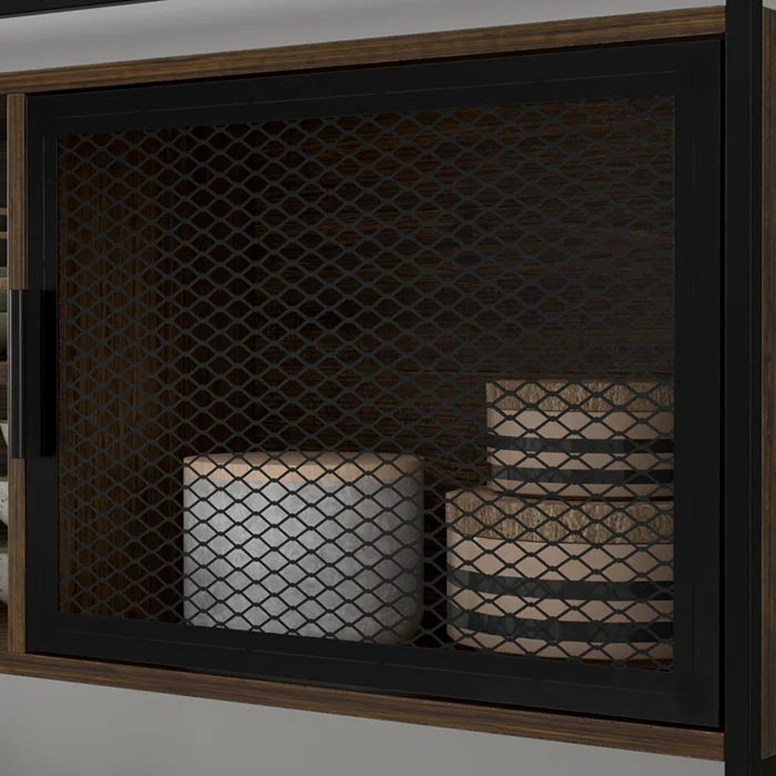 Kitchen Rack: 59'' Wide Steel Wood Kitchen Pantry Cabinet with 3 Drawers