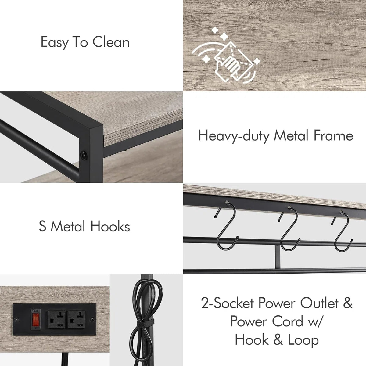 Kitchen Rack: 5 S-Hooks & Adjustable Feet with Shelf Unit Coffee Bar Station