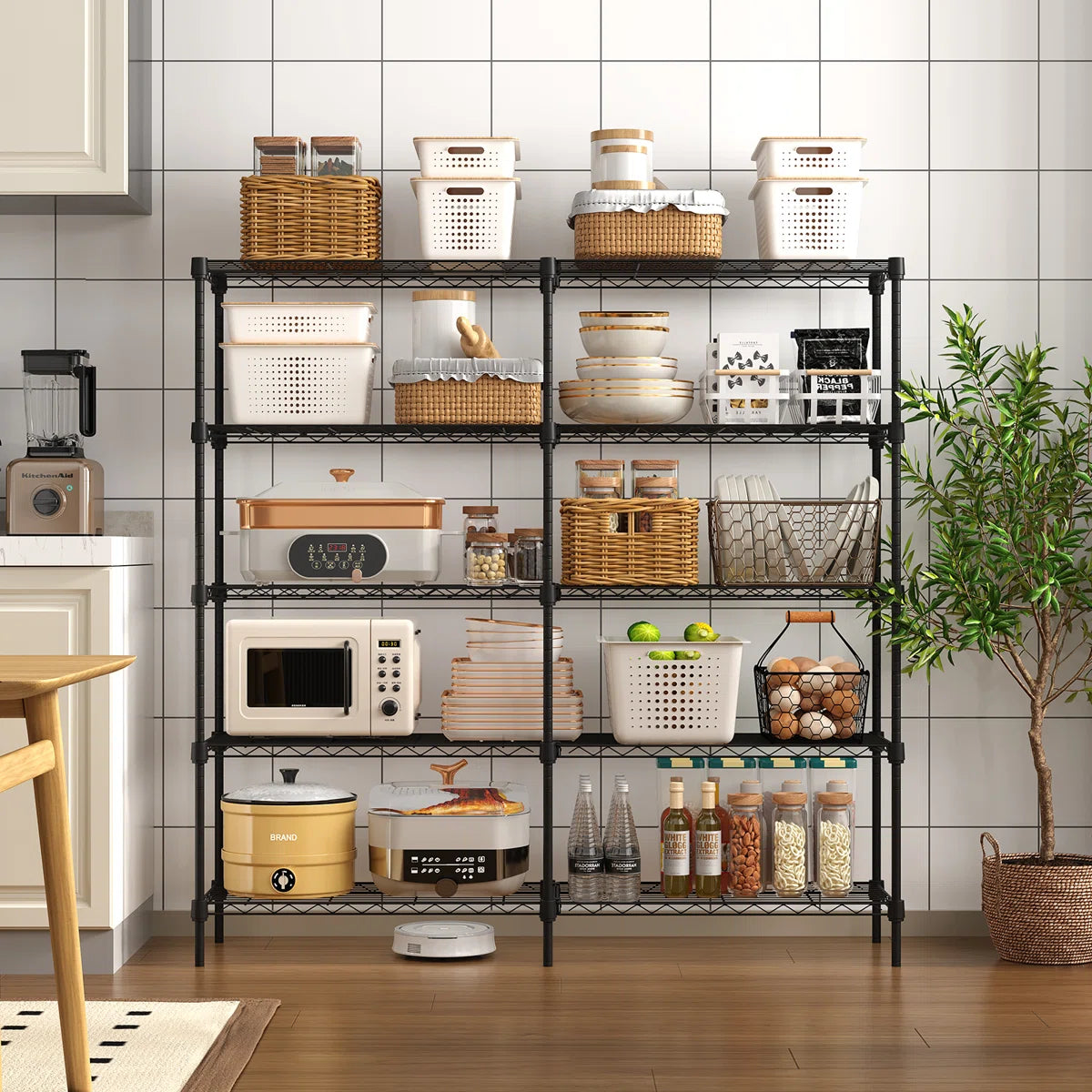Kitchen Rack: 5 Tier Shelving Garage for Wires Heavy Duty Adjustable Garage Shelves for Shelving