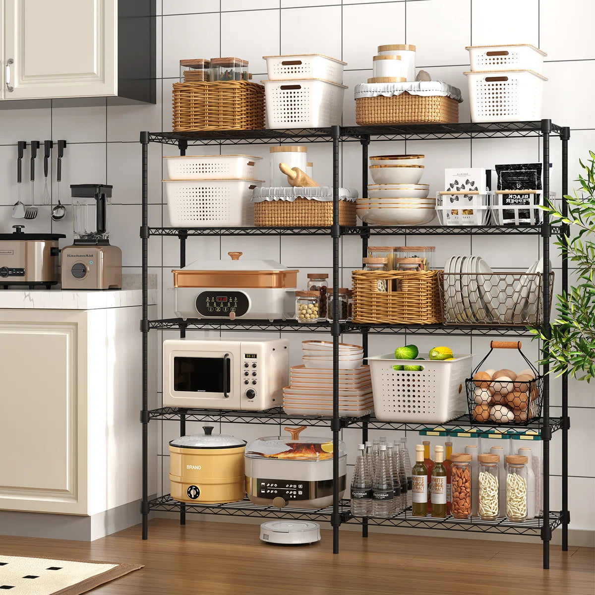 Kitchen Rack: 5 Tier Shelving Garage for Wires Heavy Duty Adjustable Garage Shelves for Shelving
