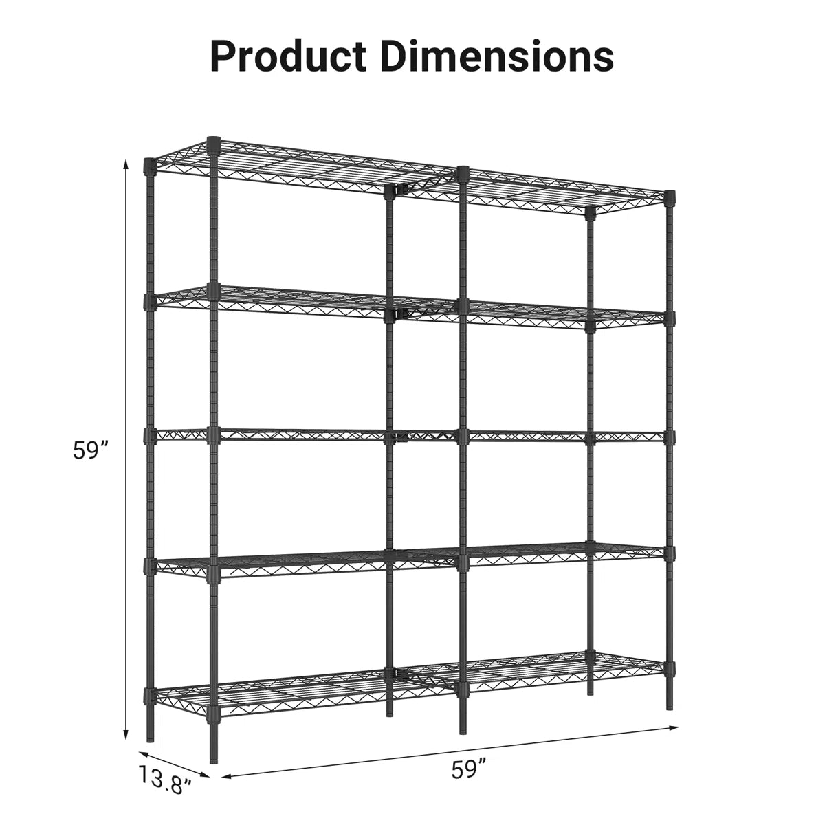 Kitchen Rack: 5 Tier Shelving Garage for Wires Heavy Duty Adjustable Garage Shelves for Shelving