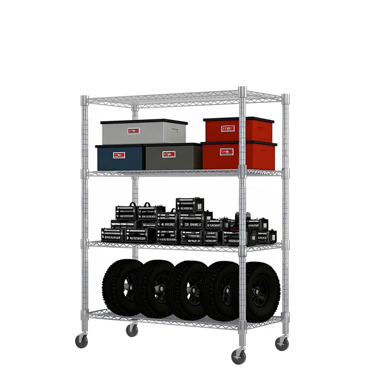 Kitchen Rack: 5 Tier Wire Shelving Unit With Wheels, Commercial Adjustable Metal Shelves For Storage