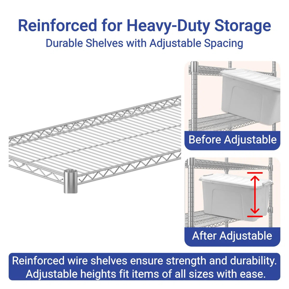 Kitchen Rack: 5 Tier Wire Shelving Unit With Wheels, Commercial Adjustable Metal Shelves For Storage
