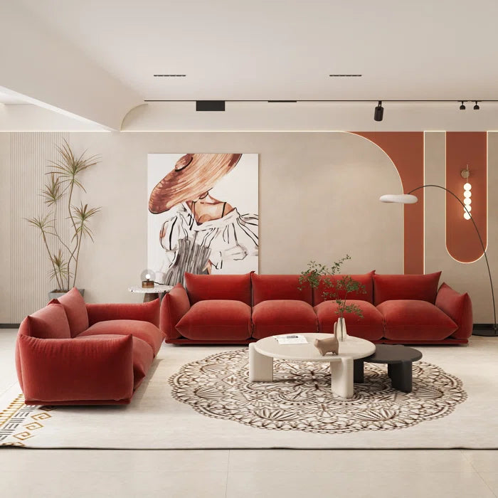 7 Seater Sofa Set: 2-Piece Chenille Fabric Sectional Sofa Set