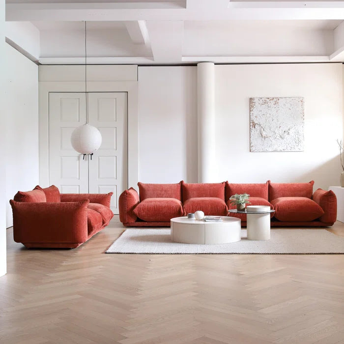 7 Seater Sofa Set: 2-Piece Chenille Fabric Sectional Sofa Set