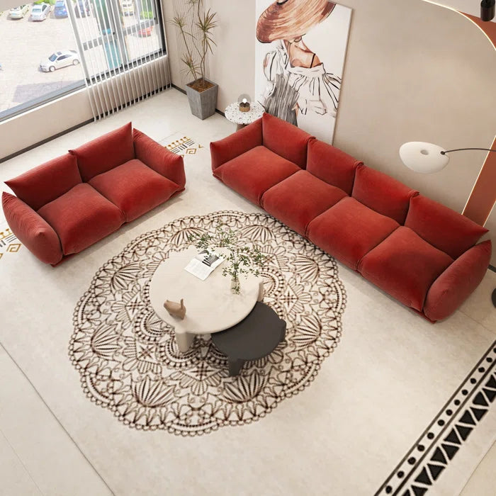 7 Seater Sofa Set: 2-Piece Chenille Fabric Sectional Sofa Set
