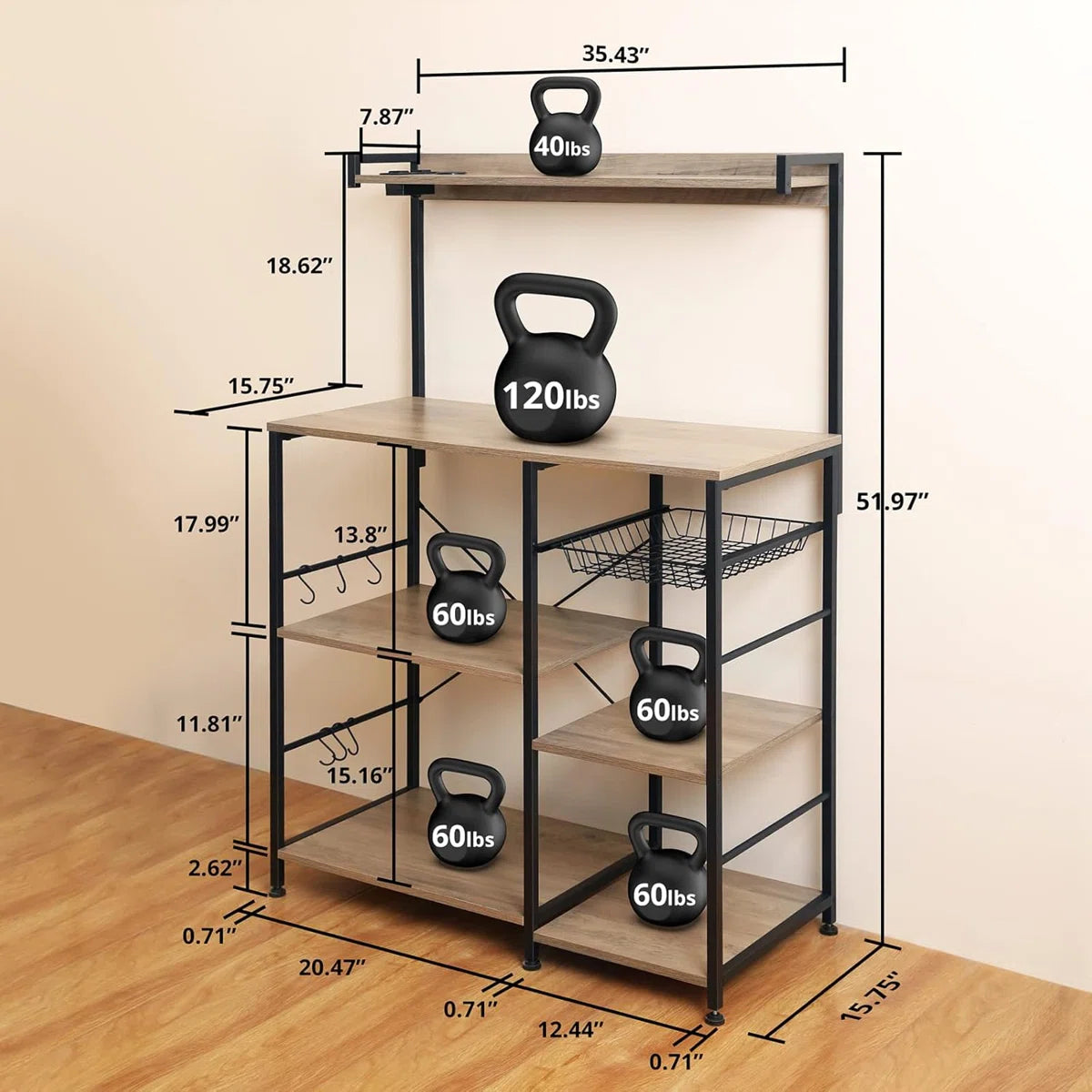 Kitchen Rack: 6-Tier Kitchen Baker's Rack With Built-In Power Outlet