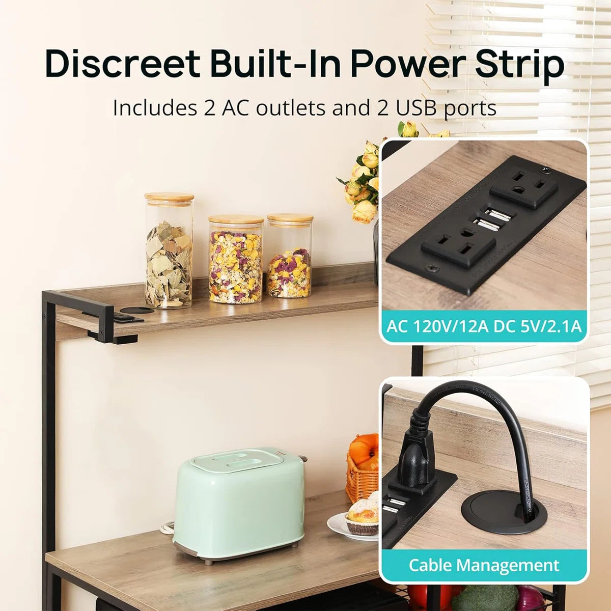 Kitchen Rack: 6-Tier Kitchen Baker's Rack With Built-In Power Outlet