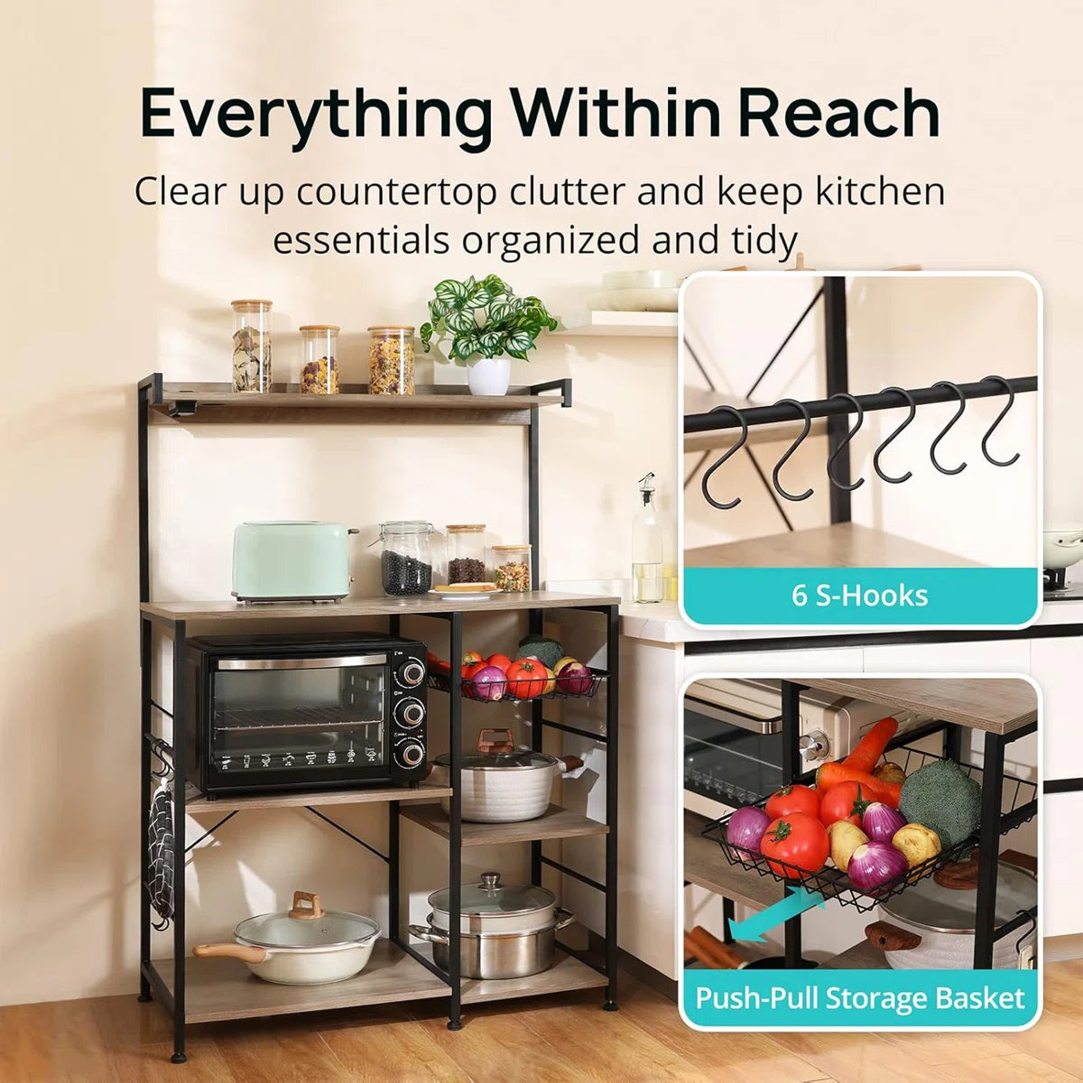 Kitchen Rack: 6-Tier Kitchen Baker's Rack With Built-In Power Outlet