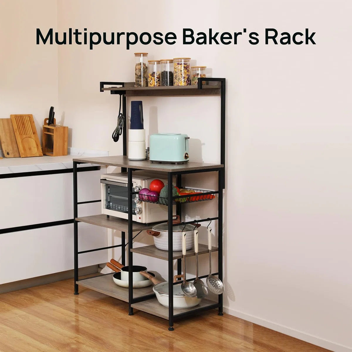 Kitchen Rack: 6-Tier Kitchen Baker's Rack With Built-In Power Outlet