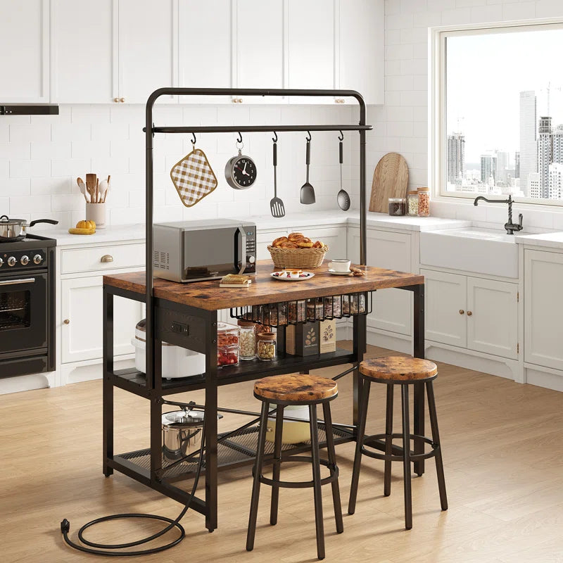 Kitchen Rack: Baker's Rack with 5 Racks and Kitchen Island with Storage