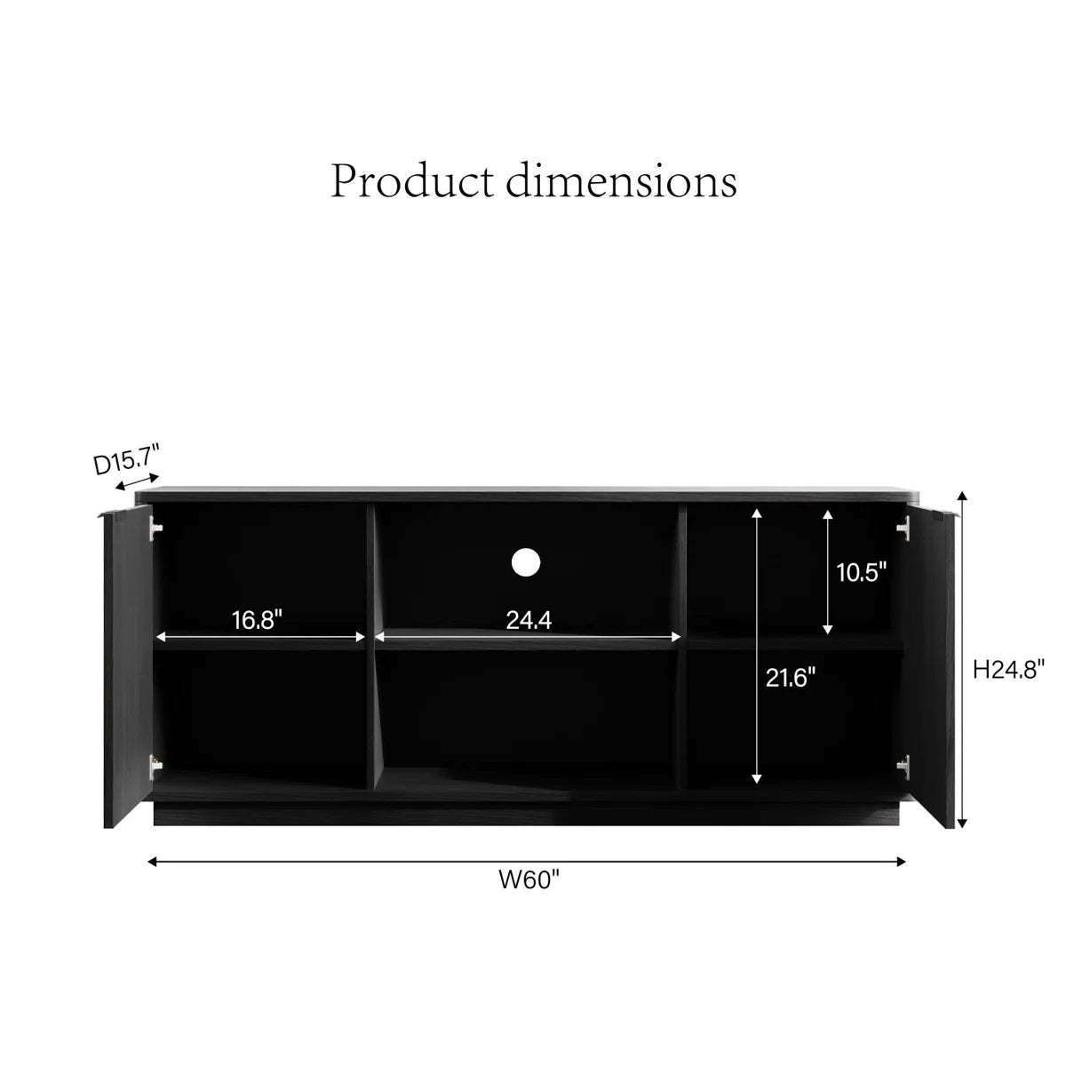 tv panel: 60'' Modern Fluted tv panel with Curved Water Wave Doors, Black Oak Finish