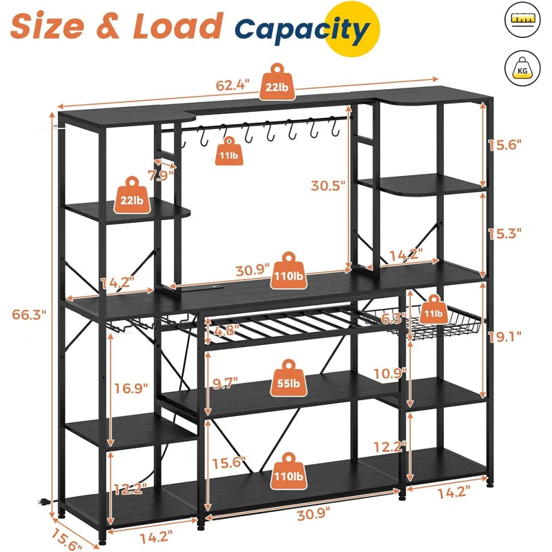 Kitchen Rack: 62.4'' Iron Baker's Rack with Power Outlet