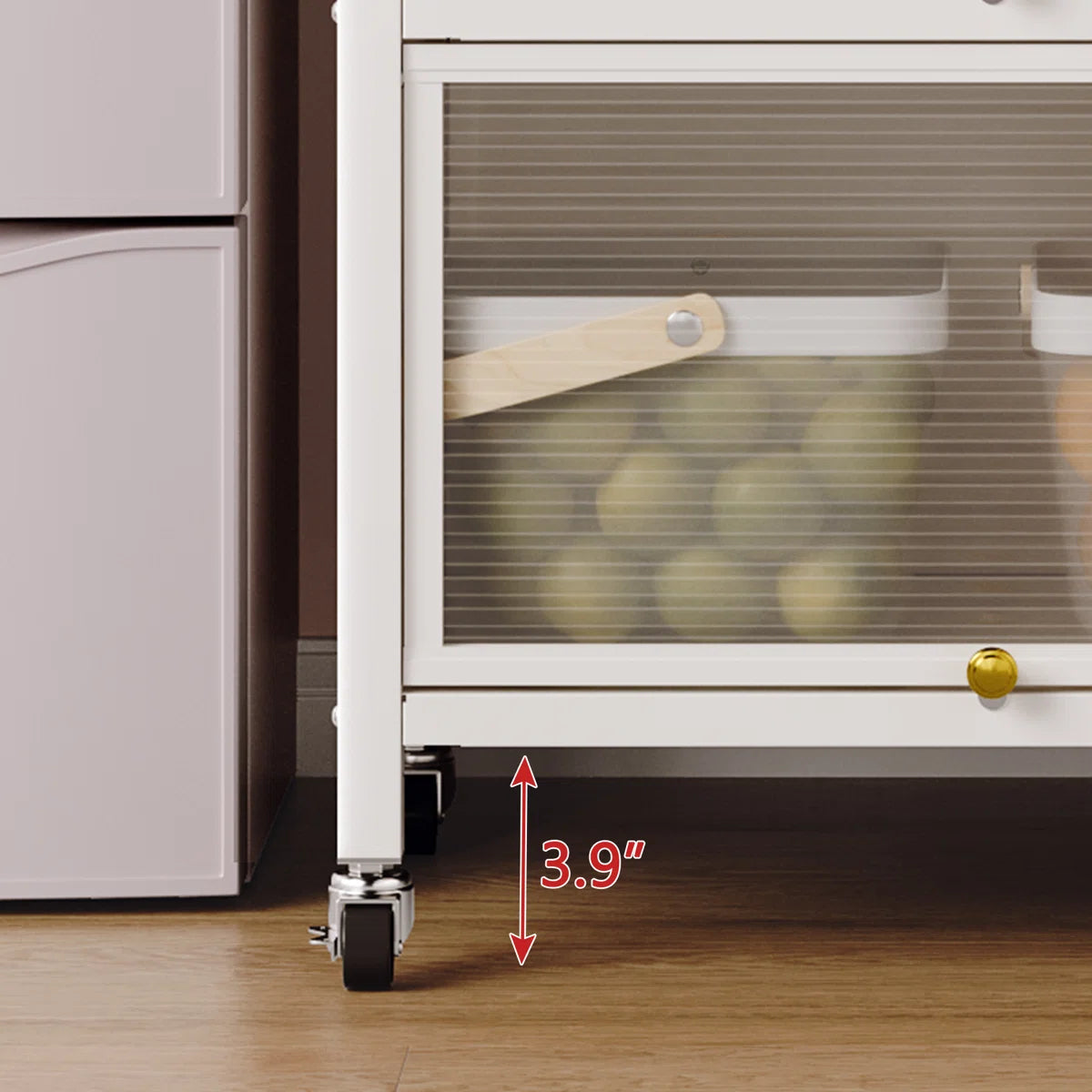 Kitchen Rack: 64'' Kitchen Pantry Storage Cabinet with Microwave Stand, 4 Rolling Wheels for Home