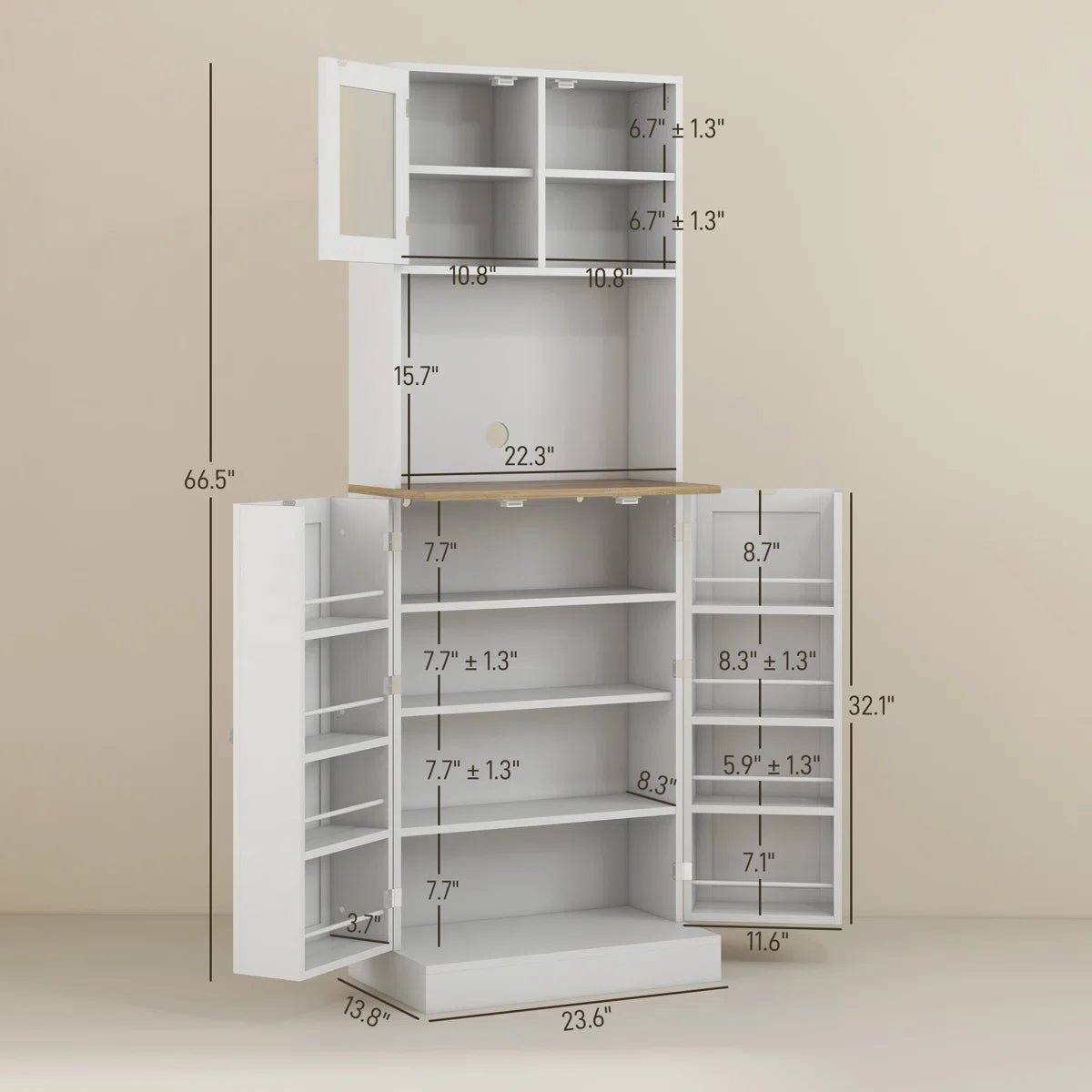 Microwave Stands: 66.5" Pantry Cabinet with Sideboard & Buffet Table for Kitchen Storage