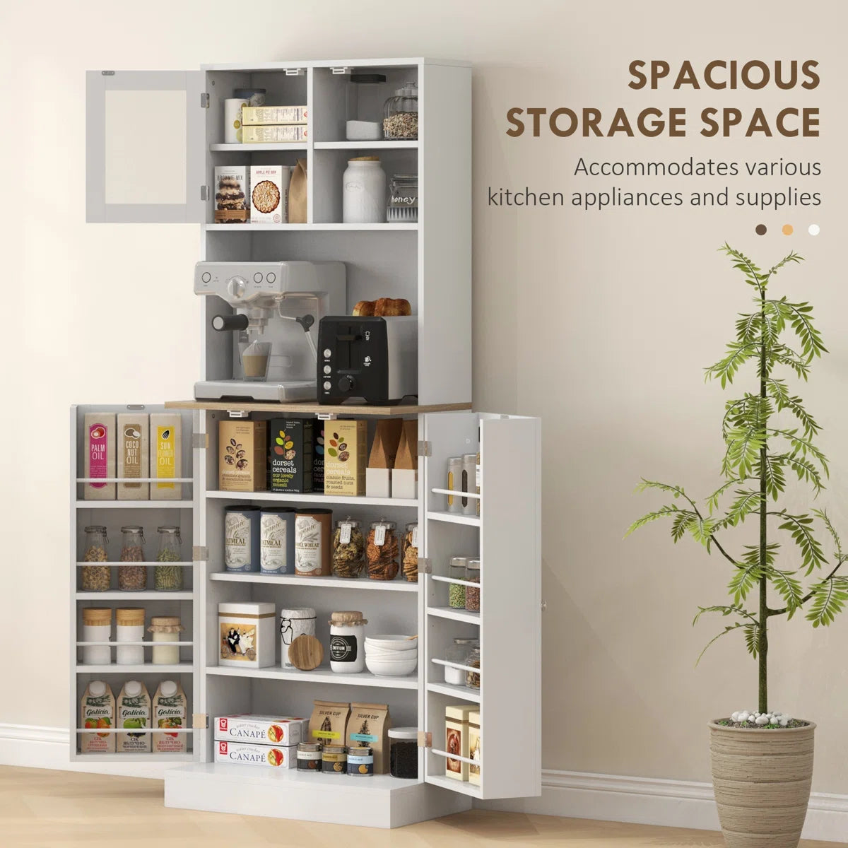 Microwave Stands: 66.5" Pantry Cabinet with Sideboard & Buffet Table for Kitchen Storage