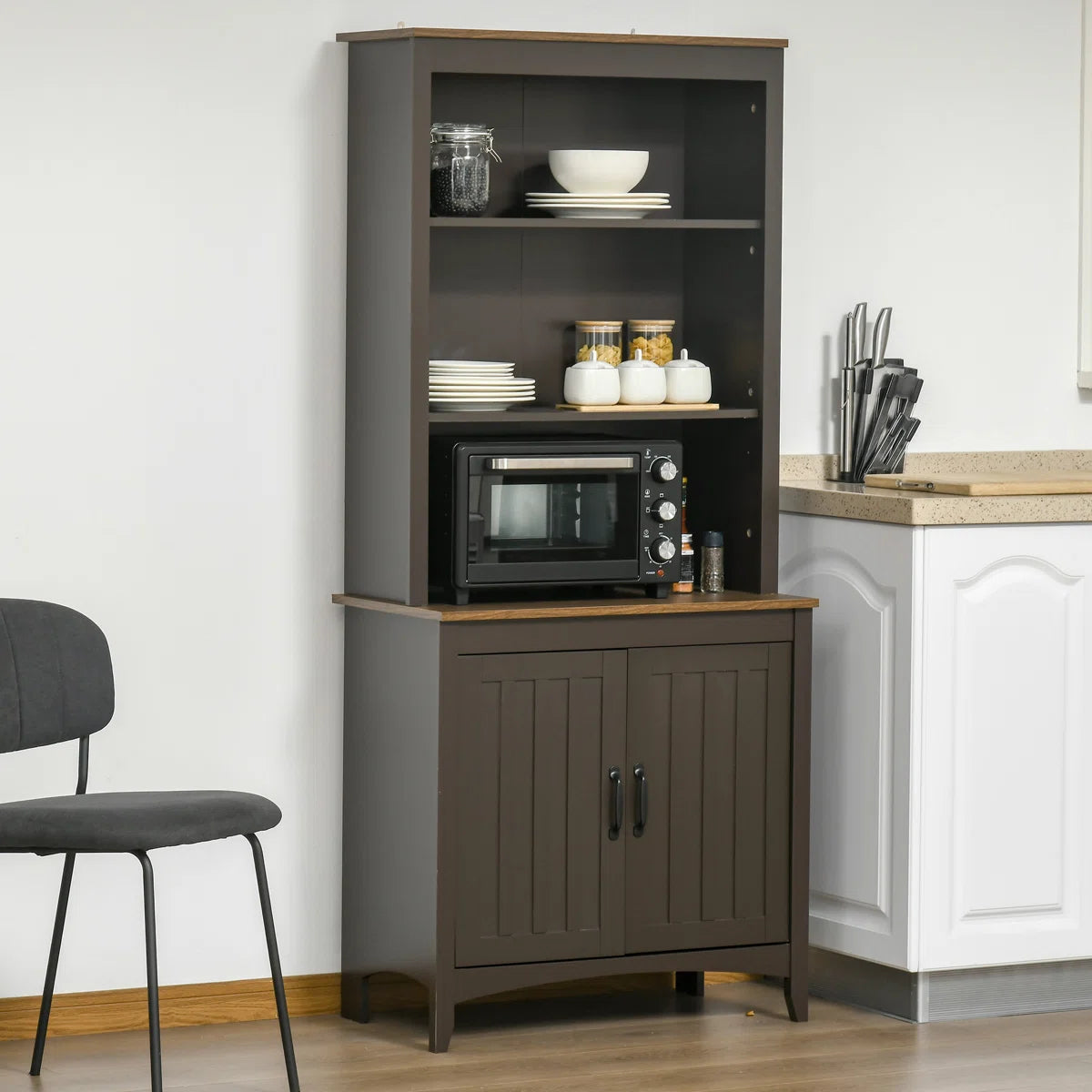 Microwave Stands: 69.25'' Kitchen Pantry Cabinet – Freestanding Microwave Stand with Storage Shelves