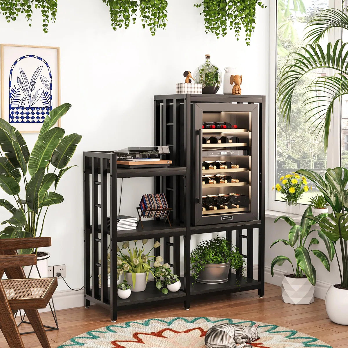 Kitchen Racks: 6-tier adjustable baker’s rack with power outlet for microwave, fridge, and coffee bar in Kitchen or Home Office