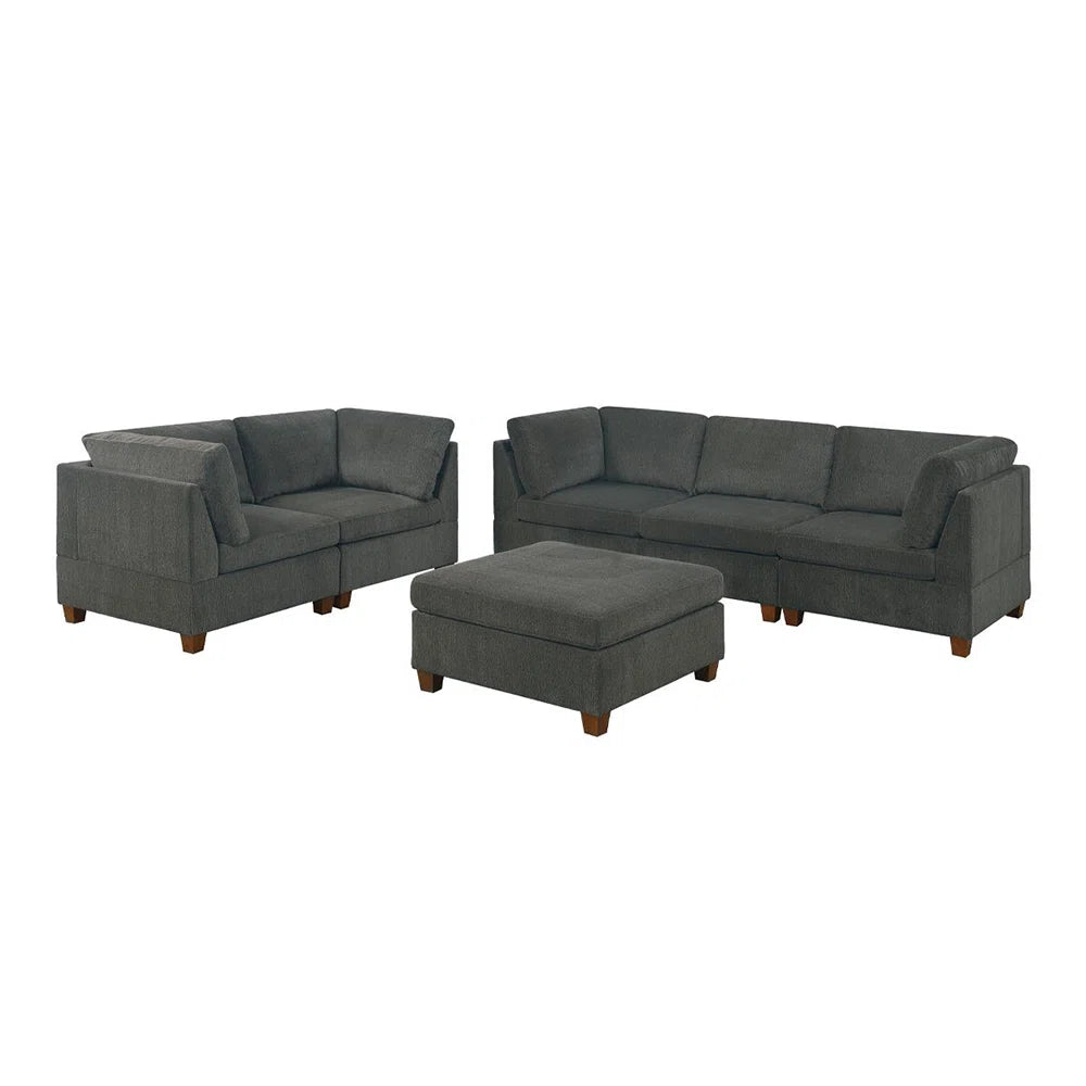 7 Seater Sofa Set: 6-Piece Chenille Modular Sectional Couch for Modern Living Rooms