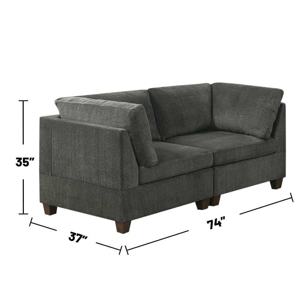 7 Seater Sofa Set: 6-Piece Chenille Modular Sectional Couch for Modern Living Rooms